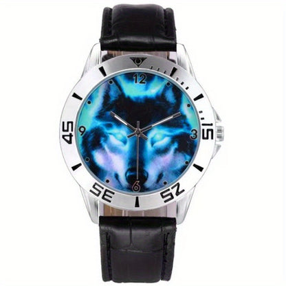 Men's Quartz Watch - Wolf for Women Wild Animal Faux Leather Strap Wristwatch Fashion Casual - product detail view 11