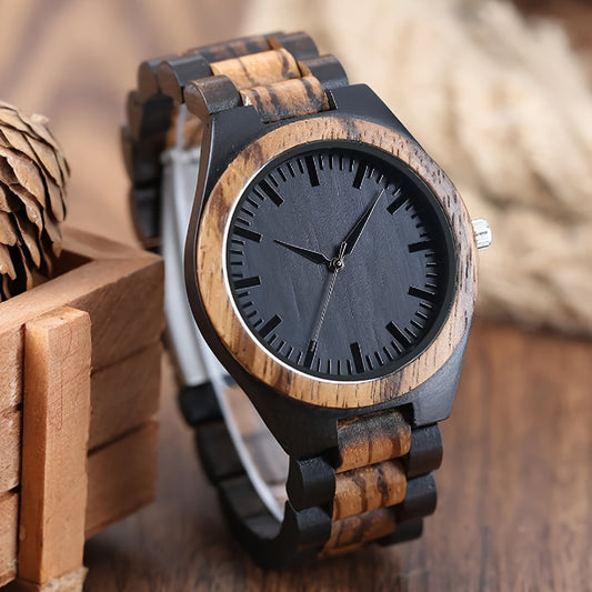 Men's Quartz Watch - Wooden for Women & - Rustic Analog Wood Wristwatch Lightweight Elegant - main product view