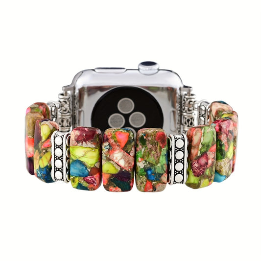Women's Watch - Apple Band for Boho Beaded Handcrafted Natural Stone Elastic Bracelet - main product view