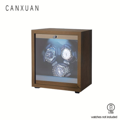 Men's Watch - Automatic Winder 3 / 6 Slot Wood Grain Pattern with Transparent Cover & - product detail view 5