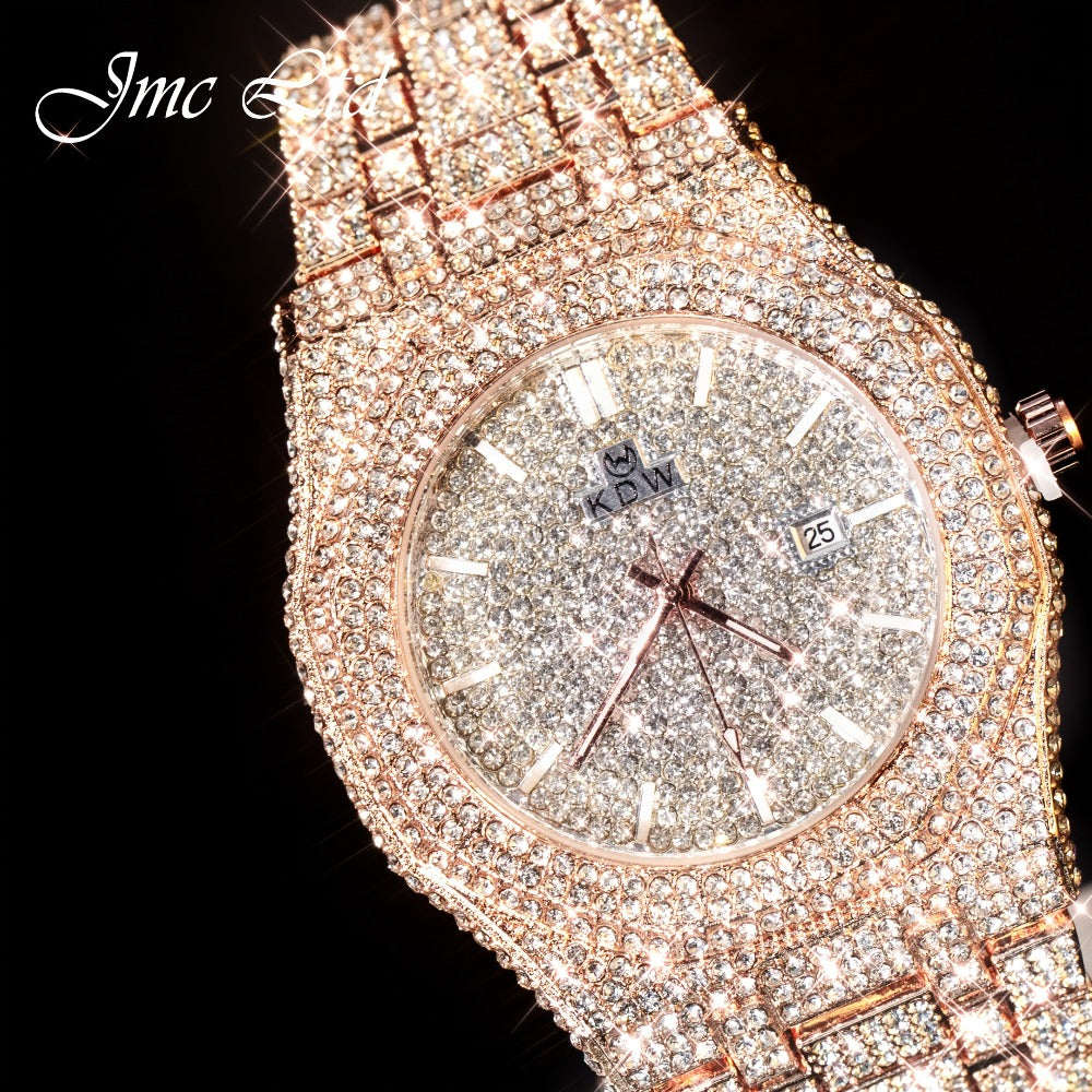 Men's Watch - Hip Hop for Fully Diamond-Studded Rhinestone Luxury Bling , Champagne - main product view