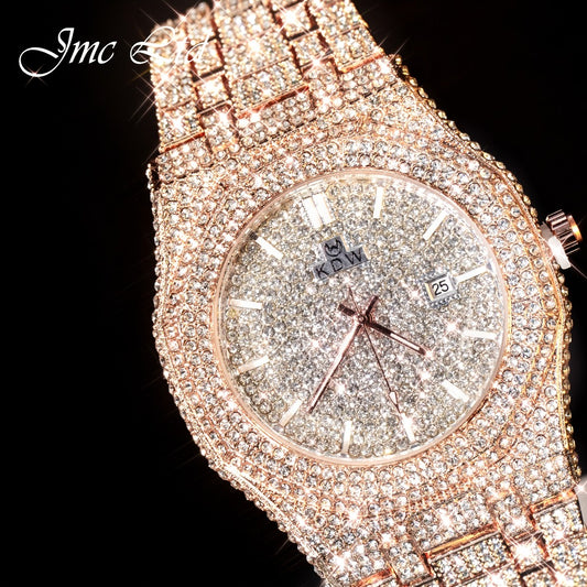 Men's Watch - Hip Hop for Fully Diamond-Studded Rhinestone Luxury Bling , Champagne - main product view