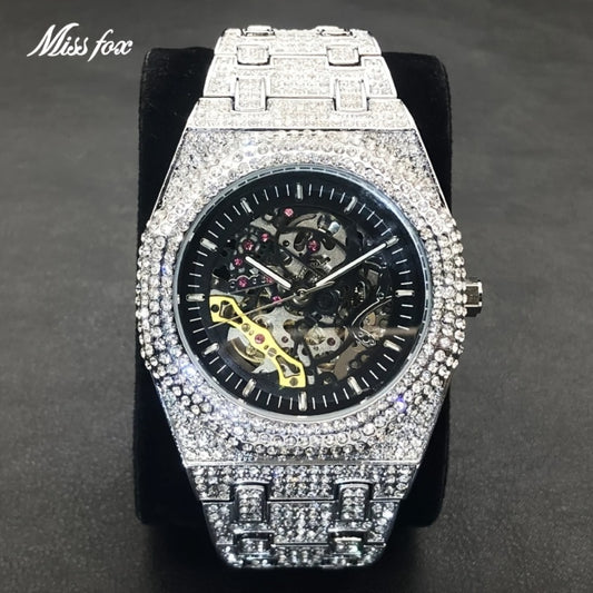 Men's Watch - Iced Out Automatic Mechanical for & Women Hip Hop Luxury Large Dial, Full - main product view