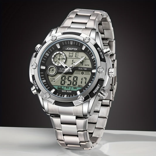 Men's Watch - JOEFOX 's Digital Sport Large Display LED Backlight Stainless Steel Band - main product view