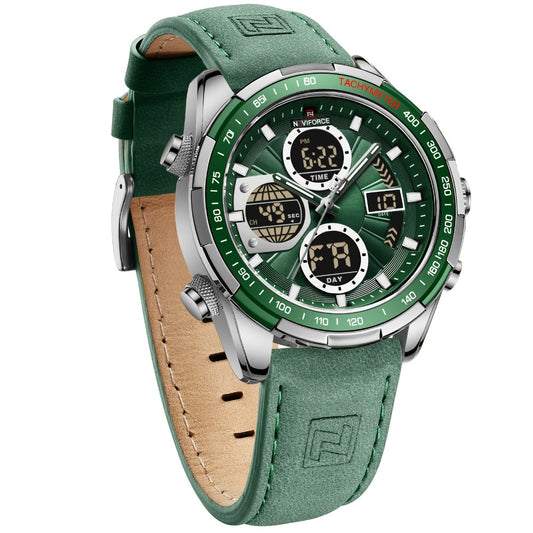Men's Watch - NAVIFORCE 's Dual Display Genuine Leather Strap Multifunctional Sport - main product view