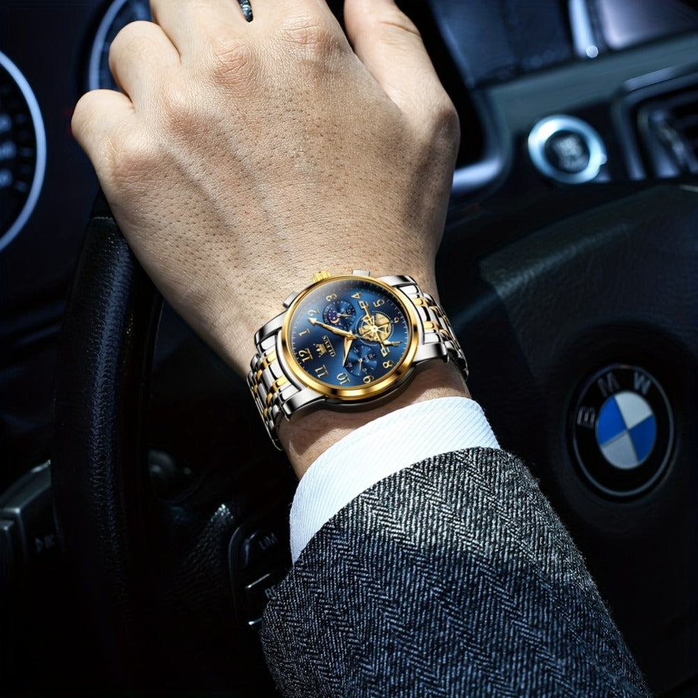Men's Watch - OLEVS Big Face for - Luxury Stainless Steel Luminous Dress , Easy to Read - product detail view 2