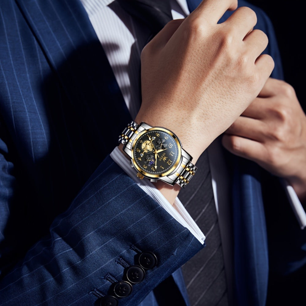 Men's Watch - OLEVS Big Face for - Luxury Stainless Steel Luminous Dress , Easy to Read - product detail view 4