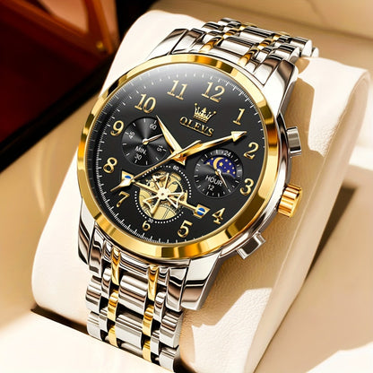 Men's Watch - OLEVS Big Face for - Luxury Stainless Steel Luminous Dress , Easy to Read - product detail view 5