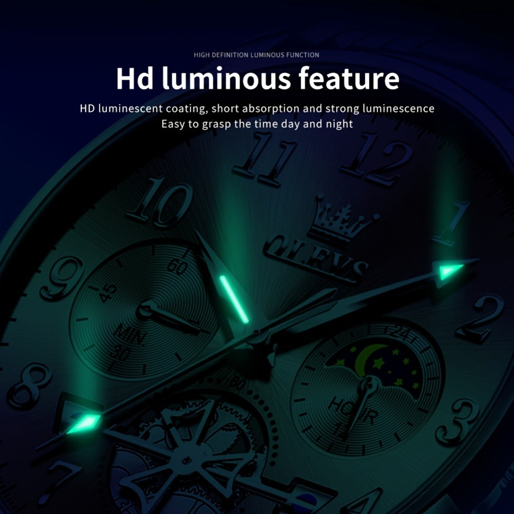 Men's Watch - OLEVS Big Face for - Luxury Stainless Steel Luminous Dress , Easy to Read - product detail view 8