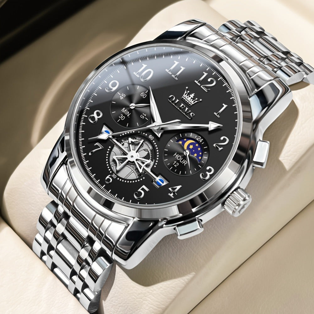 Men's Watch - OLEVS Big Face for - Luxury Stainless Steel Luminous Dress , Easy to Read - product detail view 14