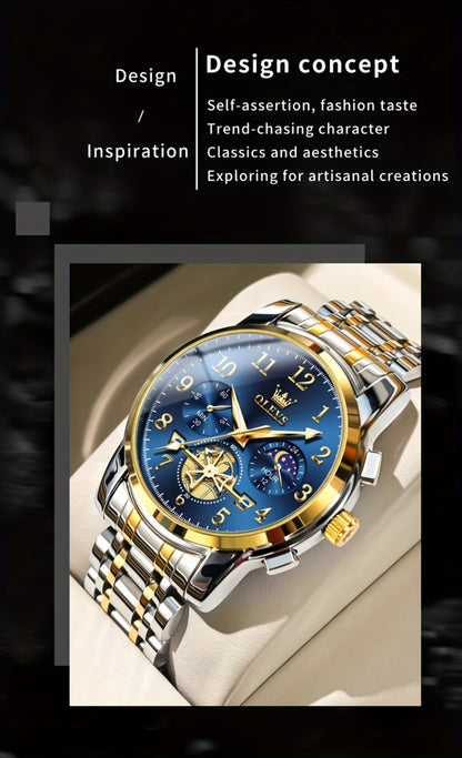 Men's Watch - OLEVS Big Face for - Luxury Stainless Steel Luminous Dress , Easy to Read - product detail view 18