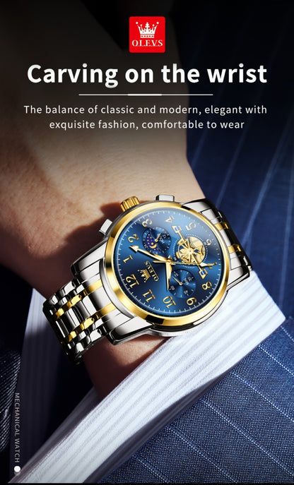 Men's Watch - OLEVS Big Face for - Luxury Stainless Steel Luminous Dress , Easy to Read - product detail view 19