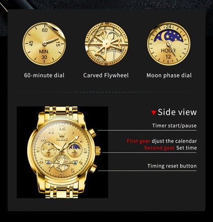 Men's Watch - OLEVS Big Face for - Luxury Stainless Steel Luminous Dress , Easy to Read - product detail view 22
