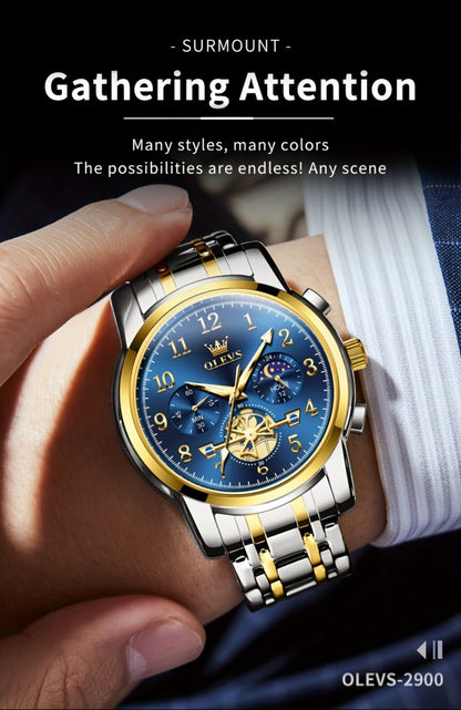 Men's Watch - OLEVS Big Face for - Luxury Stainless Steel Luminous Dress , Easy to Read - product detail view 24