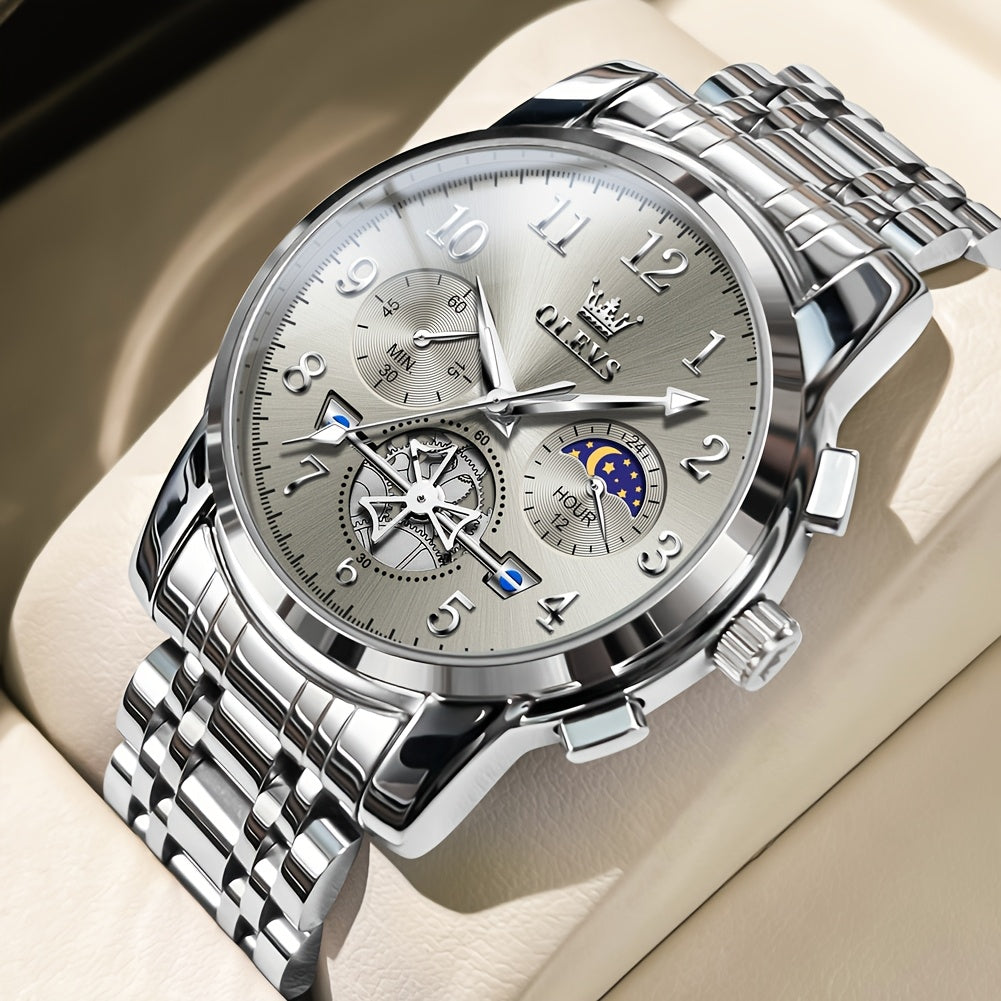 Men's Watch - OLEVS Big Face for - Luxury Stainless Steel Luminous Dress , Easy to Read - product detail view 31