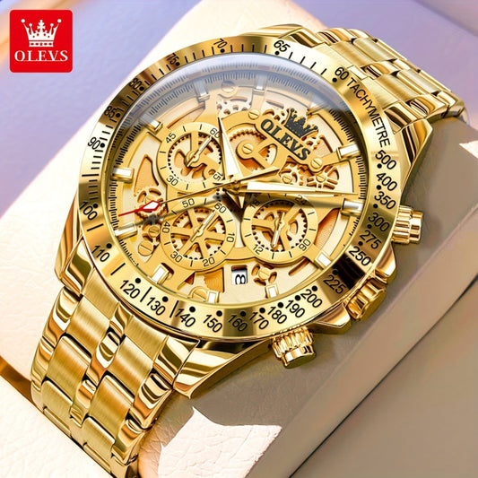 Men's Watch - OLEVS Chronograph Luxury Stainless Steel Multifunction Date Display - main product view
