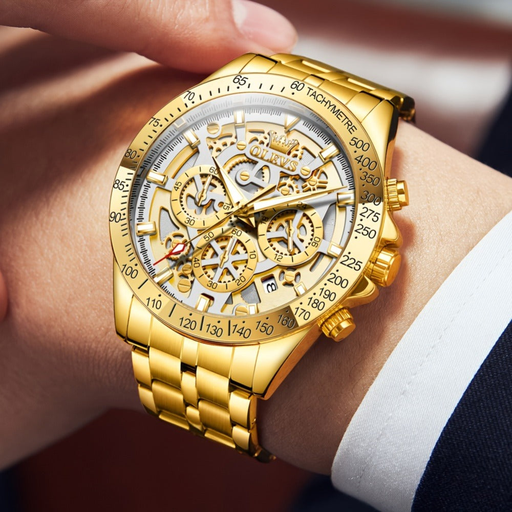 Men's Watch - OLEVS Chronograph Luxury Stainless Steel Multifunction Date Display - product detail view 4