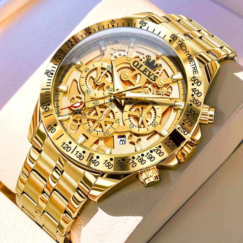Men's Watch - OLEVS Chronograph Luxury Stainless Steel Multifunction Date Display - product detail view 5