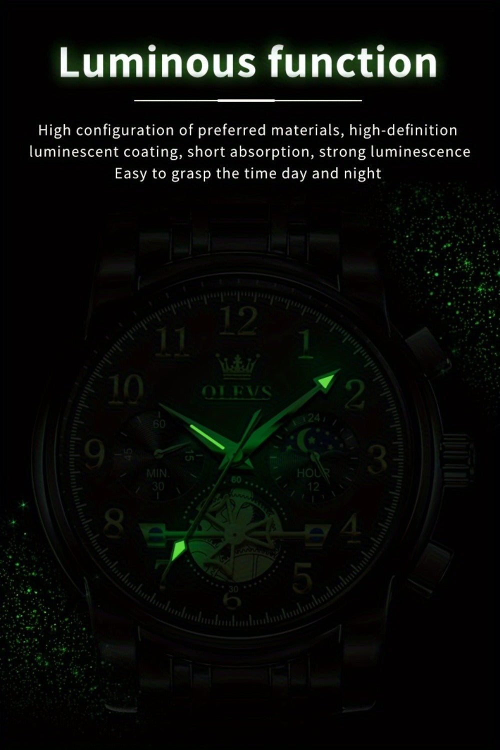 Men's Watch - OLEVS 's Luxury Dress Big Face, Waterproof, Luminous, Calendar, Stainless - product detail view 23