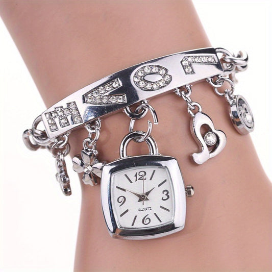 Women's Watch - Rhinestone Bracelet for Luxury Stainless Steel Flower Heart Love Style - main product view
