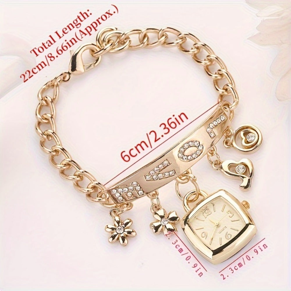 Women's Watch - Rhinestone Bracelet for Luxury Stainless Steel Flower Heart Love Style - product detail view 2