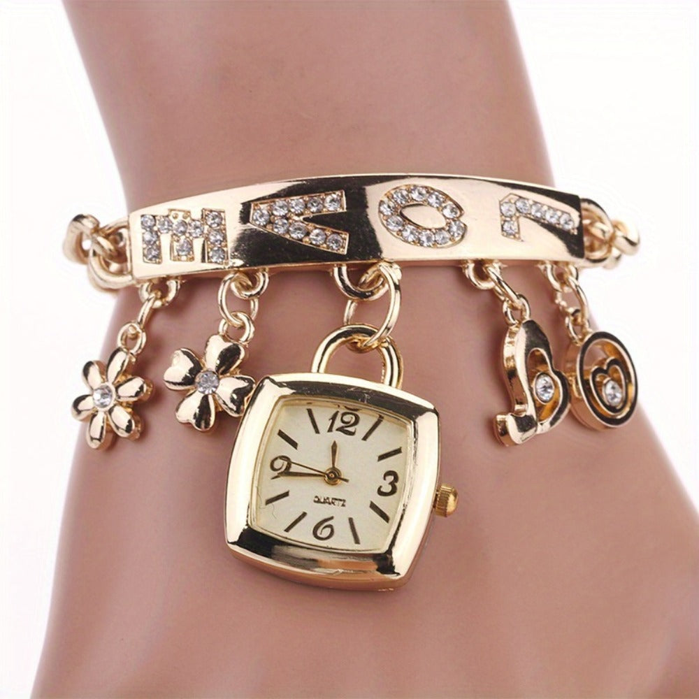Women's Watch - Rhinestone Bracelet for Luxury Stainless Steel Flower Heart Love Style - product detail view 3