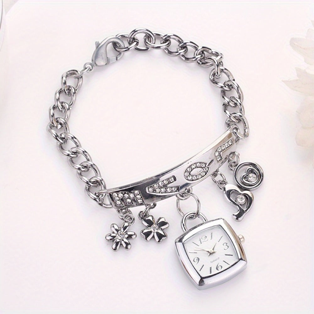 Women's Watch - Rhinestone Bracelet for Luxury Stainless Steel Flower Heart Love Style - product detail view 5