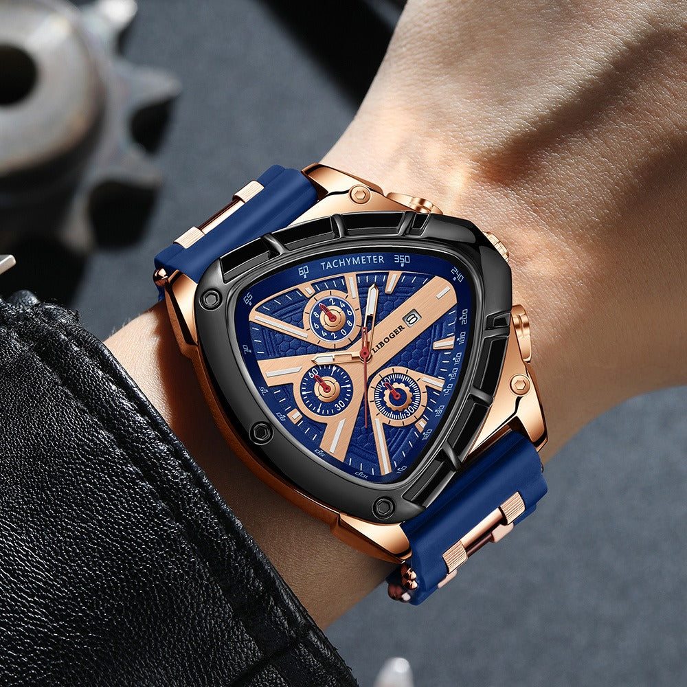 Men's Watch - 's 2-Piece Set Triangle Dial Silicone Strap & Retro Square Dial Faux - product detail view 8