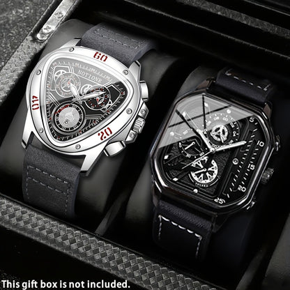 Men's Watch - 's 2-Piece Set Triangle Dial Silicone Strap & Retro Square Dial Faux - product detail view 16