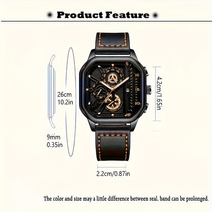 Men's Watch - 's 2-Piece Set Triangle Dial Silicone Strap & Retro Square Dial Faux - product detail view 22
