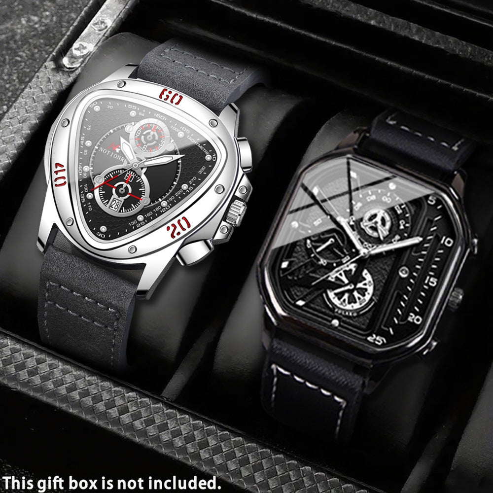 Men's Watch - 's 2-Piece Set Triangle Dial Silicone Strap & Retro Square Dial Faux - product detail view 61