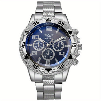 Men's Watch - 's Chunky Sport Gold & Silver Plated Chronograph-Style Bold Case, Blue - product detail view 11