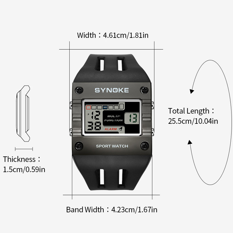 Men's Watch - 's Digital LED Rectangle Large Face, Easy-to-Read Display, Multifunctional - product detail view 12