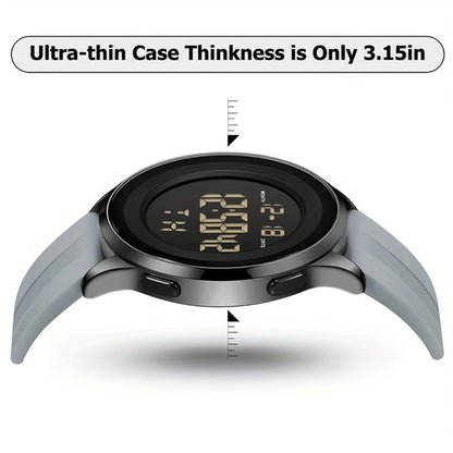 Men's Watch - 's Digital Silicone Band with Stopwatch & Date Display Black, Grey, Blue - product detail view 19