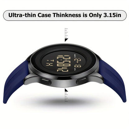 Men's Watch - 's Digital Silicone Band with Stopwatch & Date Display Black, Grey, Blue - product detail view 23