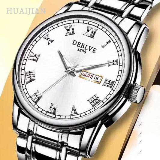 Men's Watch - 's Dress Stainless Steel Analog Luminous Hands Date Display - Classic - main product view