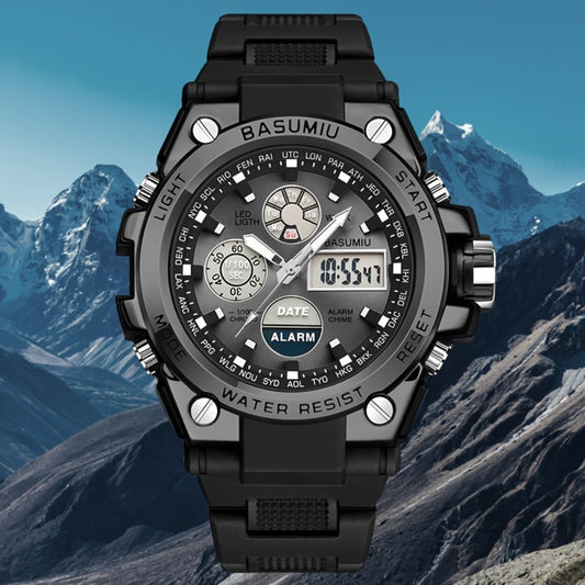 Men's Watch - 's Dual Display Sports Digital Analog Electronic Wristwatch with Date - main product view