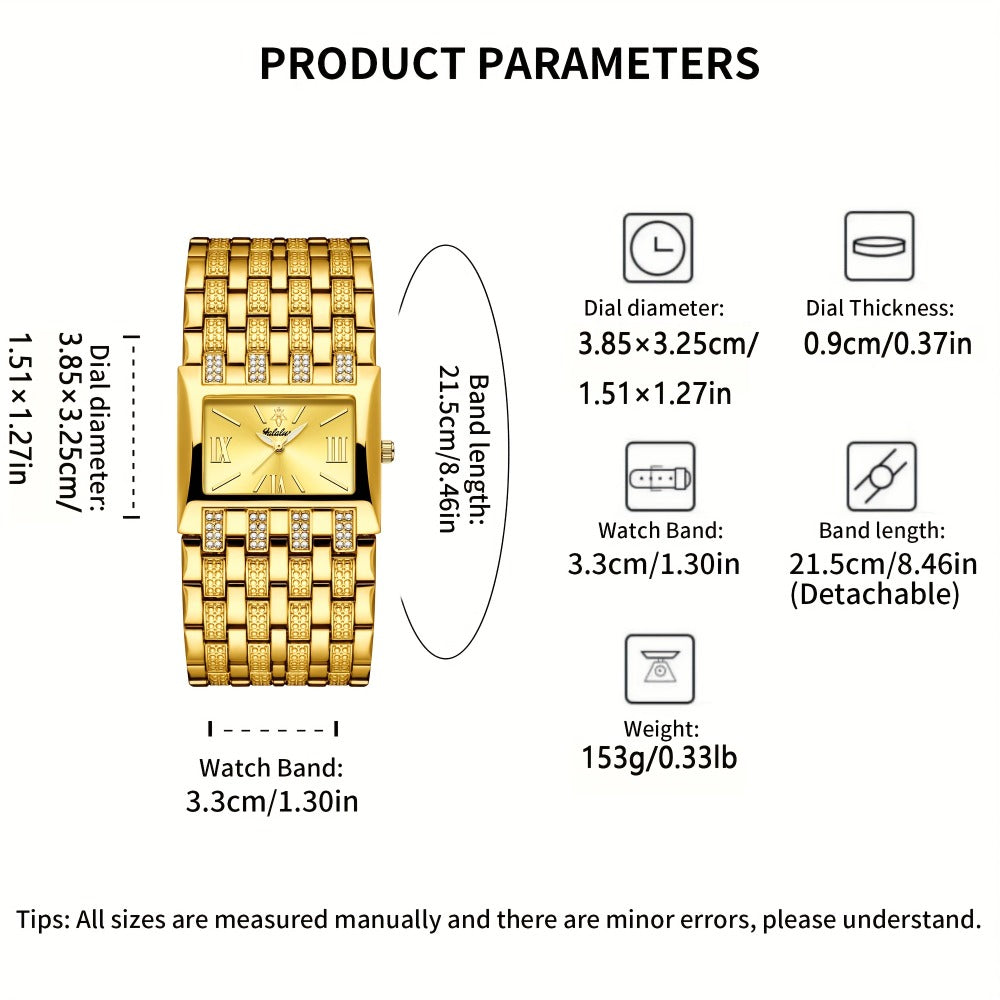 Men's Watch - 's Fashion Yalalusi Luminous Hands Rhinestone Dial Gold Silver Business - product detail view 2