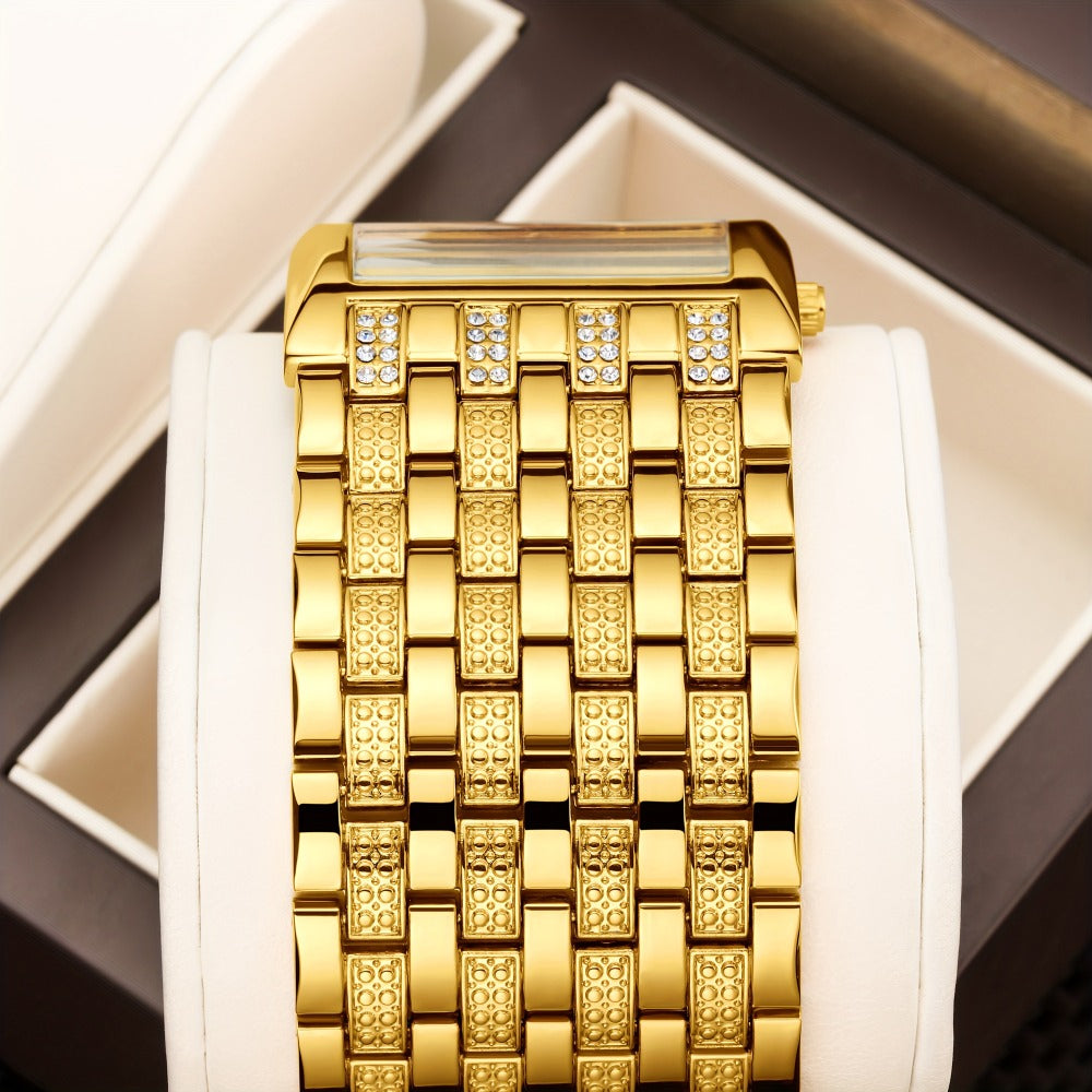 Men's Watch - 's Fashion Yalalusi Luminous Hands Rhinestone Dial Gold Silver Business - product detail view 6