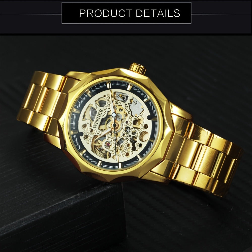 Men's Watch - 's Gold Skeleton Automatic Mechanical | Luminous Hands Irregular Case - product detail view 5