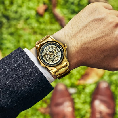 Men's Watch - 's Gold Skeleton Automatic Mechanical | Luminous Hands Irregular Case - product detail view 11