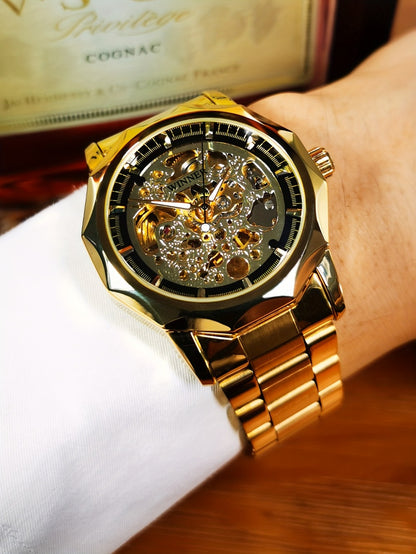 Men's Watch - 's Gold Skeleton Automatic Mechanical | Luminous Hands Irregular Case - product detail view 12