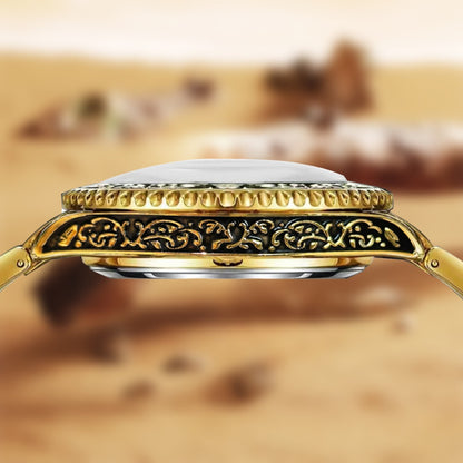 Men's Watch - 's Retro Skeleton Luminous with Steel Band - Vintage Carved - product detail view 16