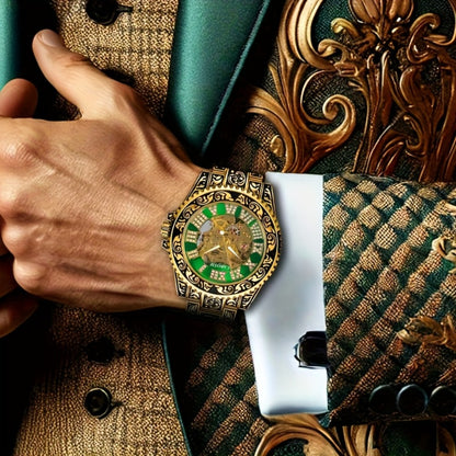 Men's Watch - 's Retro Skeleton Luminous with Steel Band - Vintage Carved - product detail view 21