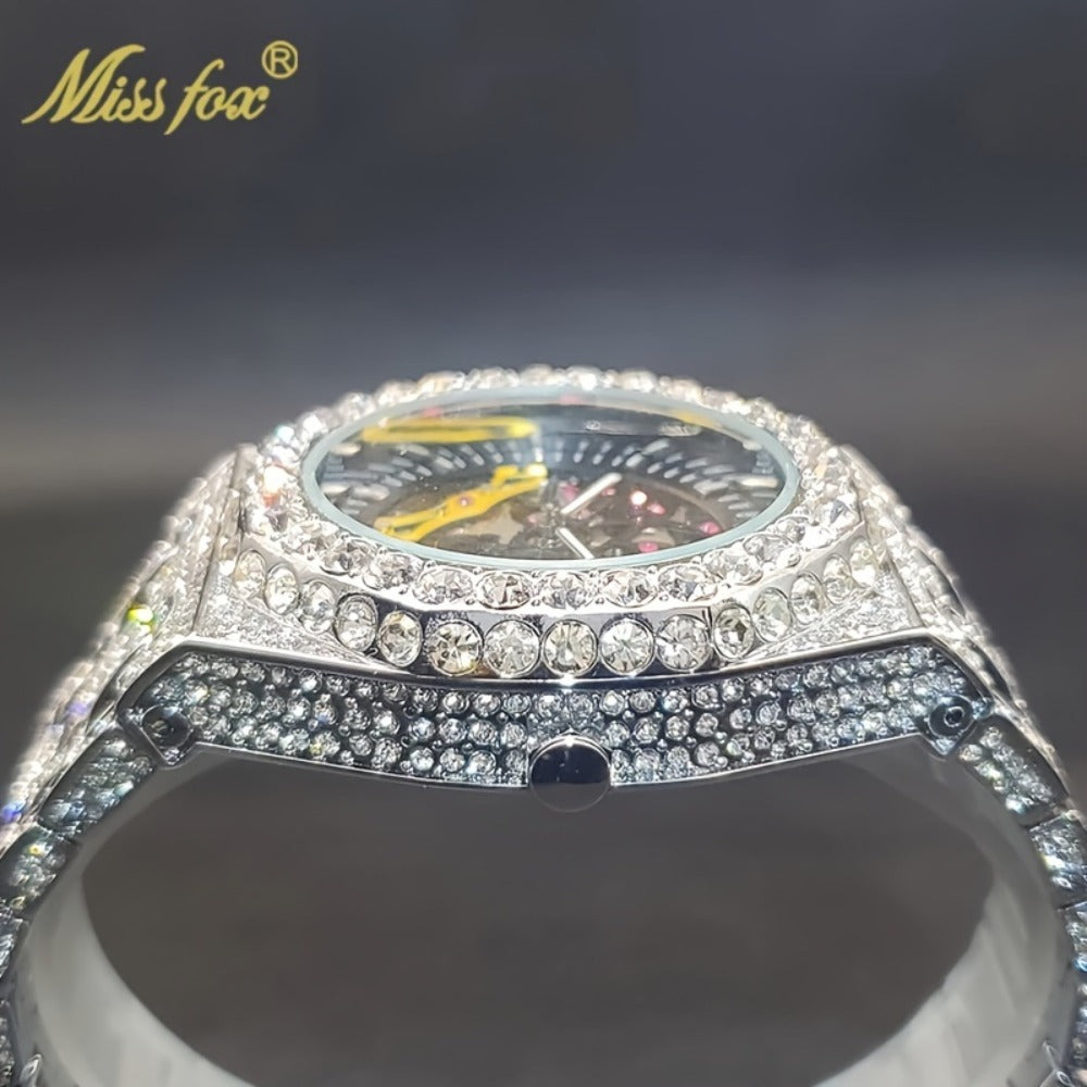 Men's Watch - 's Rhinestone Skeleton Mechanical | Hip-Hop Luxury Iced Out Diamond Dial - product detail view 6