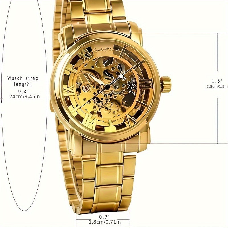 Men's Watch - Skeleton Automatic Mechanical for - Luxury Stainless Steel Transparent - product detail view 2