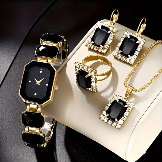 Women's Watch - Square Rhinestone & Jewelry Set for 5pcs - Light Luxury Alloy Chain - main product view