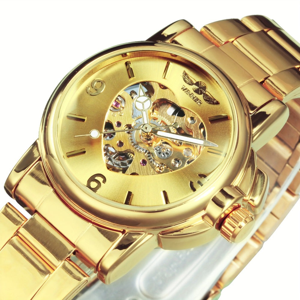 Men's Watch - T-WINNER Skeleton Automatic Mechanical for Luxury Golden Luminous Heart - main product view