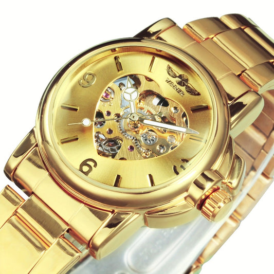 Men's Watch - T-WINNER Skeleton Automatic Mechanical for Luxury Golden Luminous Heart - main product view