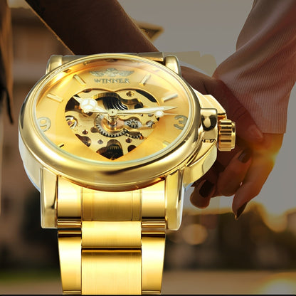 Men's Watch - T-WINNER Skeleton Automatic Mechanical for Luxury Golden Luminous Heart - product detail view 4